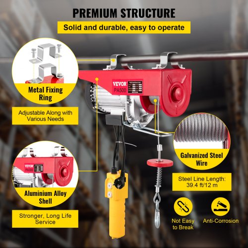 CROSSFER PA500A-18M Elektrische Seilwinde – 250/500 Kg Hubkraft, 18 M Stahlseil, 230V – Der Kraftvolle Helfer Für Werkstatt Und Baustelle