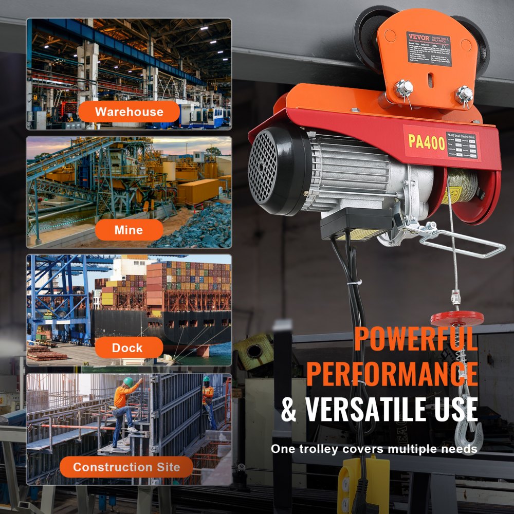 VEVOR trolley, 1 ton lifting capacity, overhead crane, 68-110mm adjustable width, crane dimensions 350x196x160mm, trolley, double wheel design, manual trolley for I- and H-beams, overhead crane, loading crane