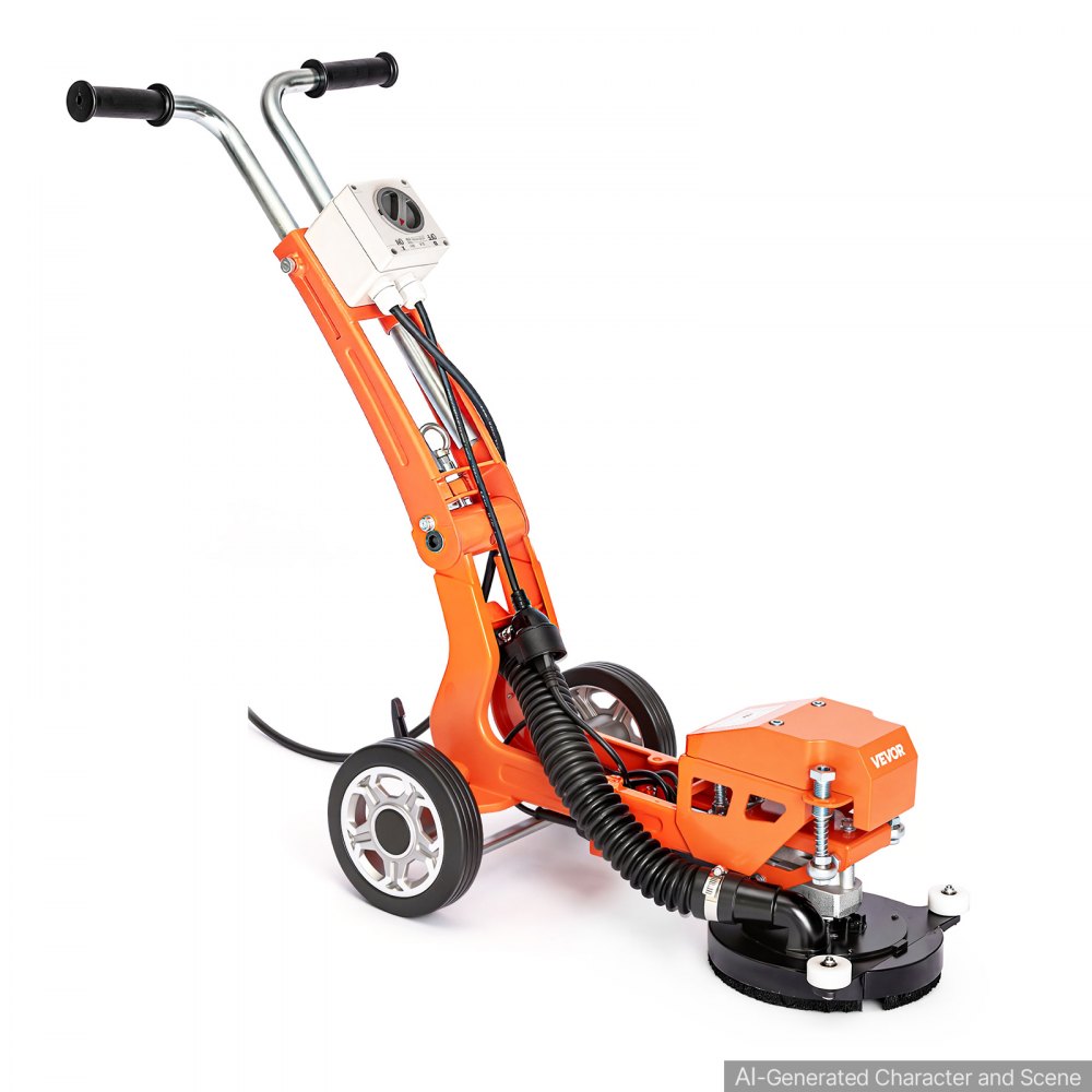 VEVOR Elektrischer Betonschleifer 1400W Bodenpolierer Handgeführt 3700U/min, Bodenschleifer zum Glätten von Beton Granit Marmor & Holzboden, 18cm Schleifscheibe, Ausziehbarer Griff, Absauganschluss