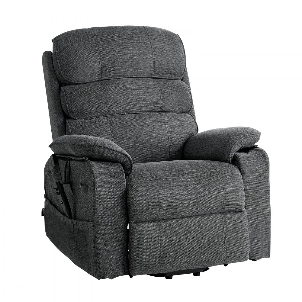 VEVOR Fernsehsessel Elektrisch, Relaxsessel mit Aufstehhilfe, Wärme- & Massagefunktion, Seniorensessel Stufenlose Verstellung, Massagesessel mit Chenille-Bezug & Fernbedienung, Dunkelgrau