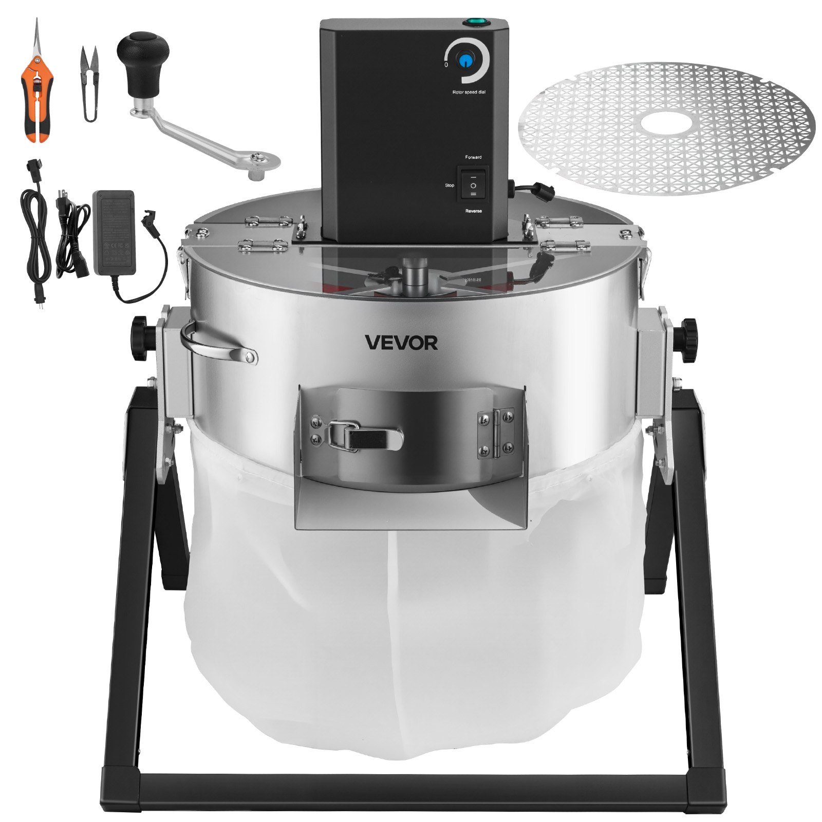 VEVOR Erntemaschine, 2-in-1 Manuell & Elektrisch, 370 mm Knospenschneider mit Edelstahlklingen, Nass-Trocken-Hydrokultur-Schneidemaschine mit Trockenrost, für Pflanzenknospen & Blumen