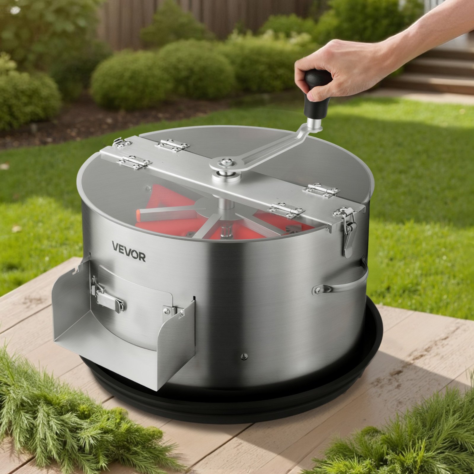 VEVOR Erntemaschine, 2-in-1, manuell und elektrisch, 370 mm Knospenschneider mit Edelstahlklingen, Nass- & Trocken-Hydrokultur-Schneidemaschine mit Tablett, für Pflanzenknospen & Blumen