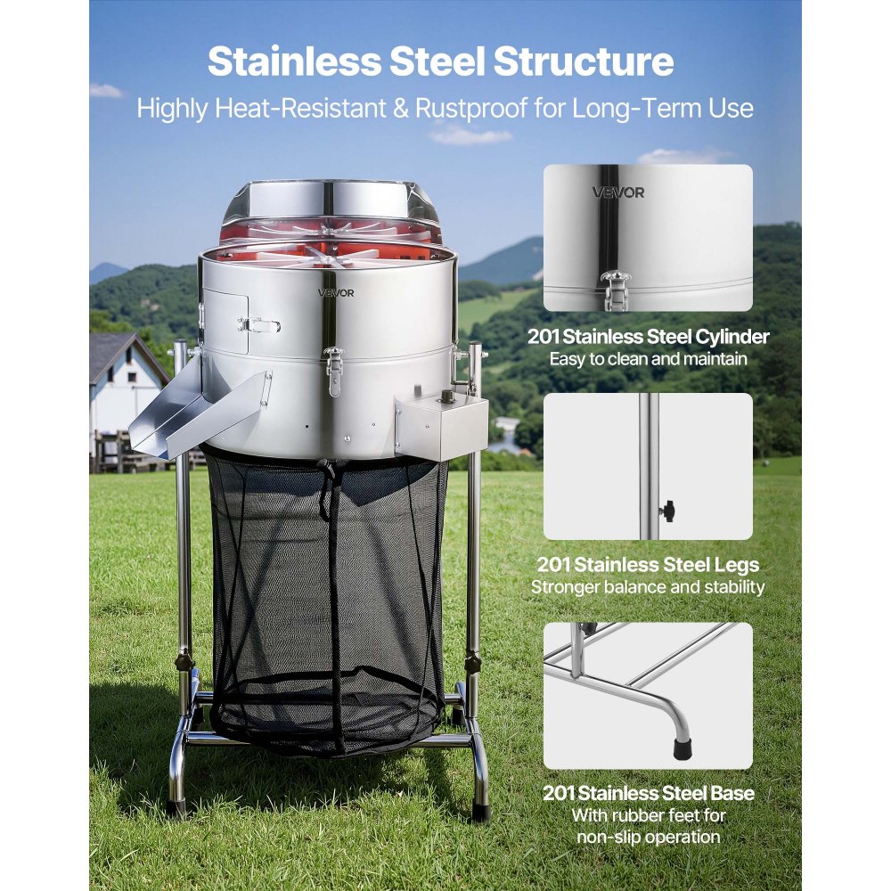 VEVOR Elektrische Erntemaschine, 465 mm Knospenschneider mit Edelstahlklingen & einstellbarer Geschwindigkeit, Hydrokultur-Schneidemaschine mit Auffangbeutel, Handschere, für Blätter & Knospen
