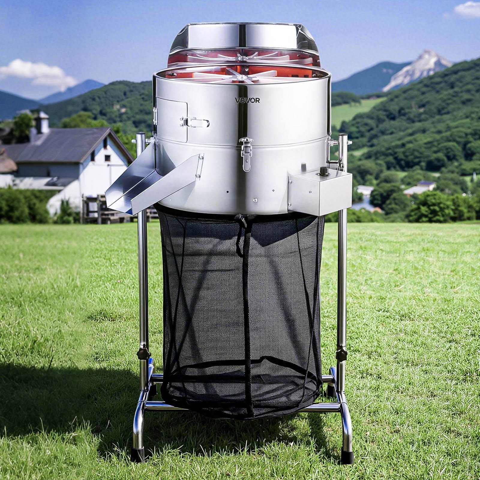 VEVOR Elektrische Erntemaschine, 465 mm Knospenschneider mit Edelstahlklingen & einstellbarer Geschwindigkeit, Hydrokultur-Schneidemaschine mit Auffangbeutel, Handschere, für Blätter & Knospen