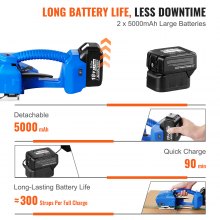 VEVOR Elektrische Umreifungsmaschine, für 0,35"-0,63" PP-PET-Bänder, tragbares elektrisches Umreifungswerkzeug mit Digitalanzeige, 2 x 5000 mAh batteriebetriebenes automatisches Umreifungswerkzeug für Verpackungskartonpaletten