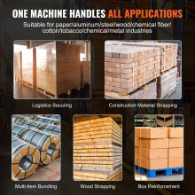 VEVOR Elektrische Umreifungsmaschine, für 0,35"-0,63" PP-PET-Bänder, tragbares elektrisches Umreifungswerkzeug mit Digitalanzeige, 2 x 5000 mAh batteriebetriebenes automatisches Umreifungswerkzeug für Verpackungskartonpaletten