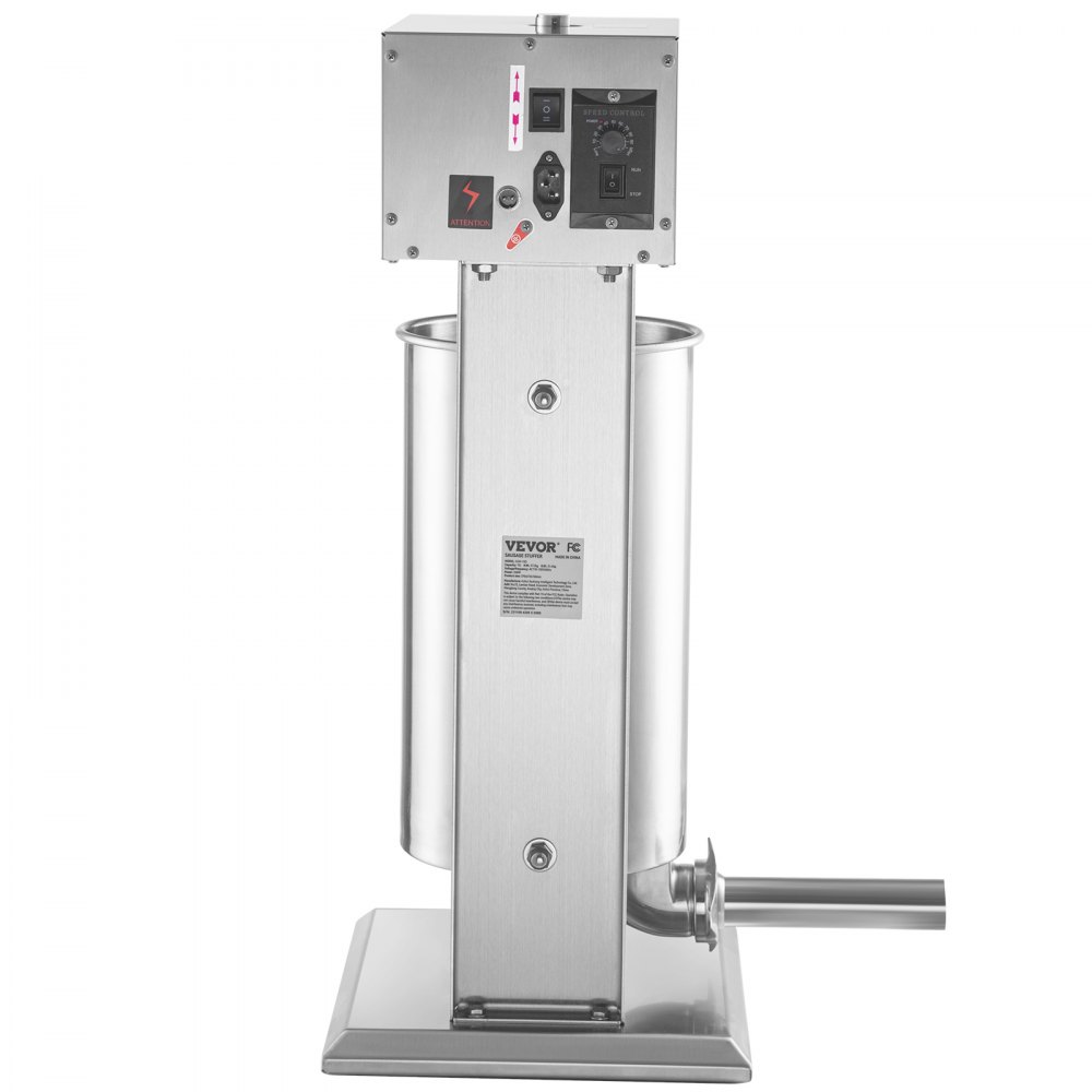 VEVOR Elektrischer Wurstfüller Wurstfüllmaschine 15 L, Edelstahl + Aluminium, 260 W Professionelle Silberne Wurstmaschine inkl. 37  / 30  / 21 / 15 mm Füllrohre, Einstellbare Vertikale Wurstpresse