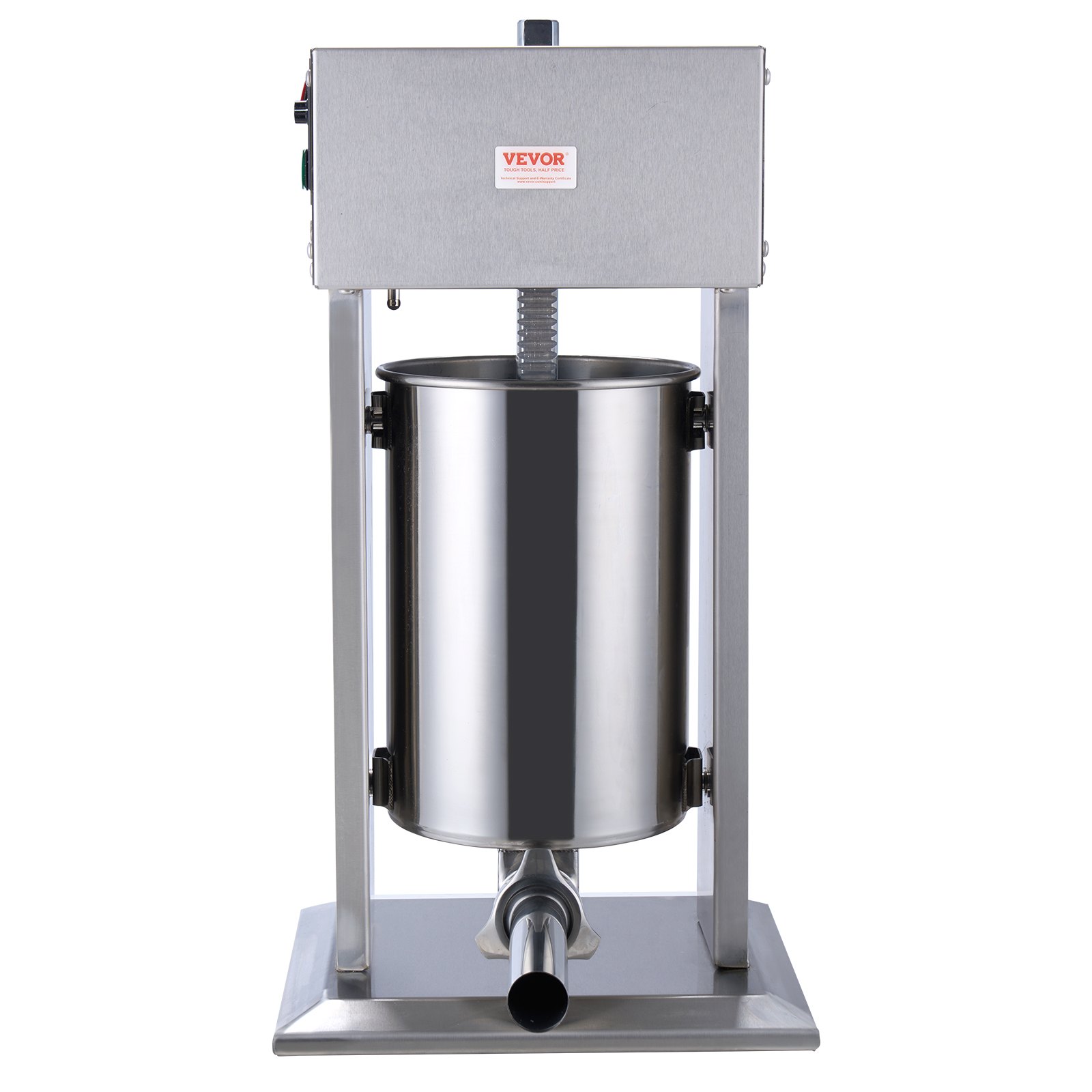 VEVOR Elektrischer Wurstfüller, 12 l / 25 Pfund vertikaler Fleischfüller, 200-W-Motor, stufenlose Geschwindigkeitsregelung und Fußpedal, aus lebensmittelechtem 304-Edelstahl, 5 Füllrohre für den Heim- und Gewerbebereich