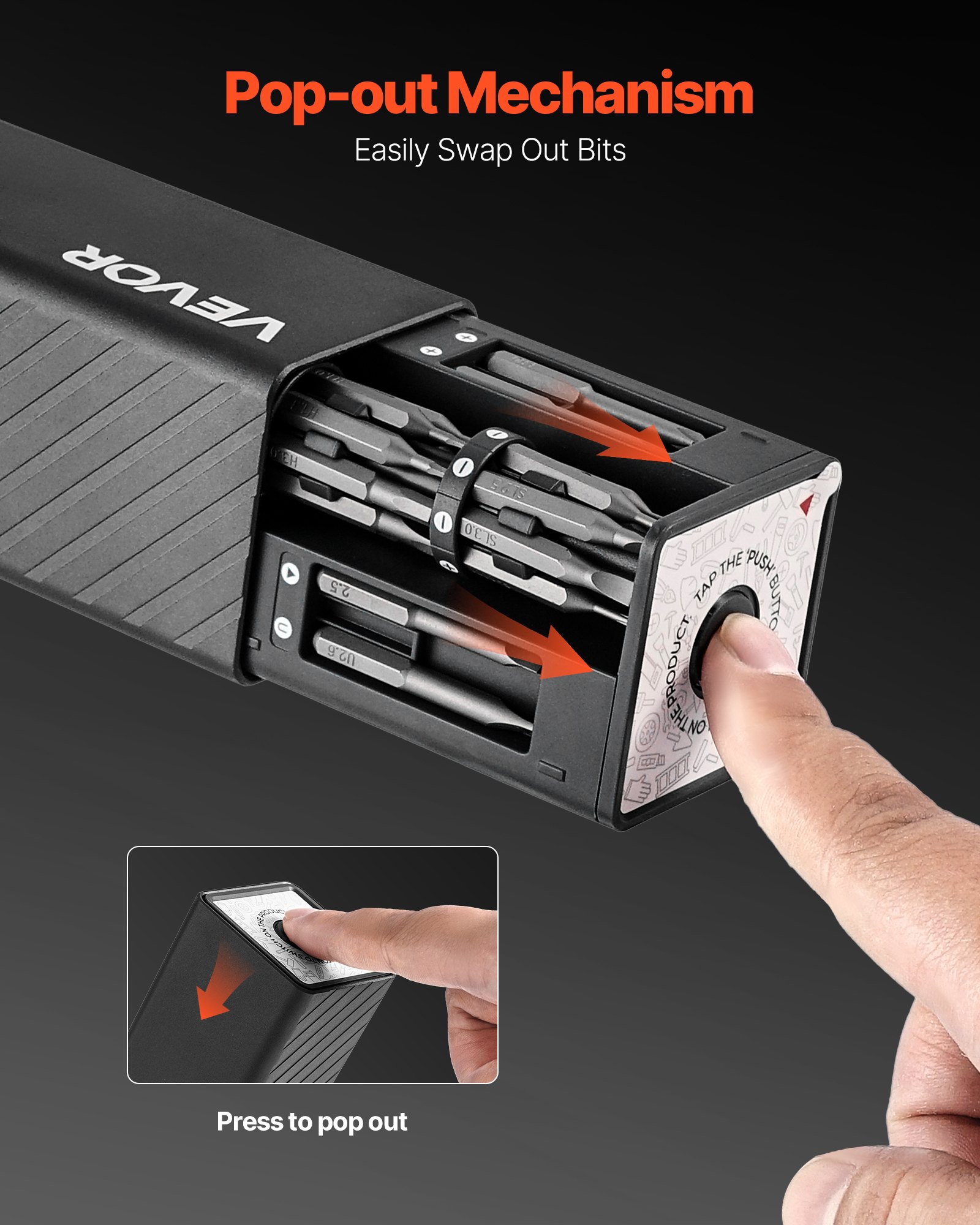 VEVOR Electric Precision Screwdriver Set, 52 Magnetic Bits, Mini Electric Screwdriver with Magnetic Storage Box, S2 Steel Bits, LED Light, Type-C Charging, for Phone, Laptop, and Electronics Repair