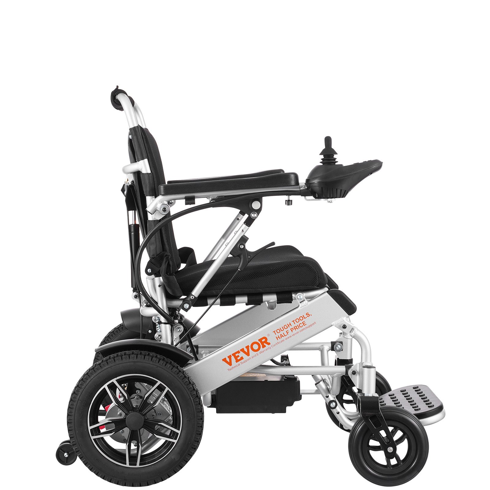 VEVOR elektrischer Rollstuhl, Tragkraft 136 kg, 45 cm Breite, faltbarer, motorisierter Elektrorollstuhl, 20 km Reichweite, geländegängiger Stuhl aus Aluminiumlegierung, verstellbare Rückenlehne