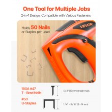 VEVOR elektrische Nagelpistole 2 in 1 Tacker 18 Gauge 15 mm mit 1000 Klammern & 1000 Nägeln & rutschfester Gummigriff, Elektrotacker für Holzarbeiten und Heimwerkerprojekte