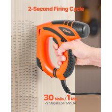 VEVOR elektrische Nagelpistole 2 in 1 Tacker 18 Gauge 15 mm mit 1000 Klammern & 1000 Nägeln & rutschfester Gummigriff, Elektrotacker für Holzarbeiten und Heimwerkerprojekte