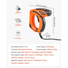 VEVOR elektrische Nagelpistole 2 in 1 Tacker 18 Gauge 15 mm mit 1000 Klammern & 1000 Nägeln & rutschfester Gummigriff, Elektrotacker für Holzarbeiten und Heimwerkerprojekte