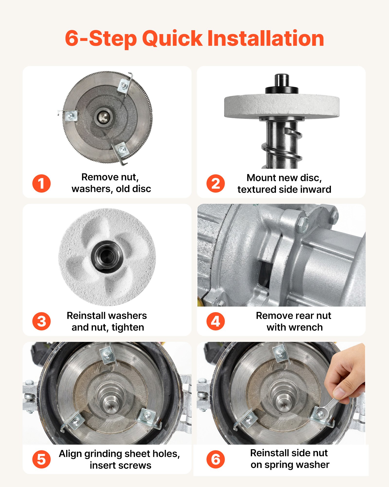 VEVOR Ersatz-Mahlscheiben 2er Set für VEVOR Elektrische Getreidemühle GM-002, Mahlplatten für Trocken- und Nassmahlung, Passend für Mais, Getreide & Gewürze, Mahlscheiben (14 x 14 cm) aus Marmor