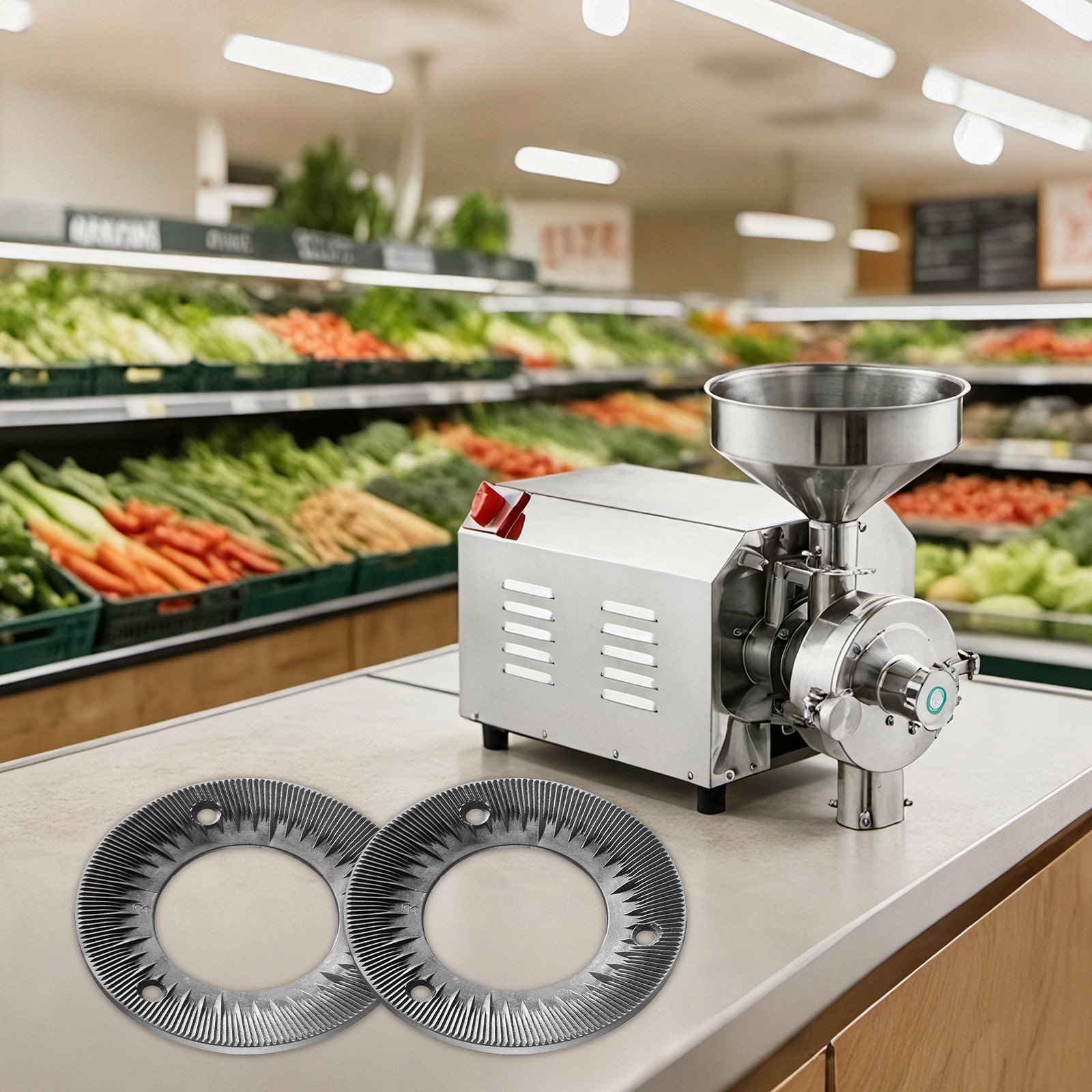 VEVOR Ersatz-Mahlscheiben 2er Set für VEVOR HN-2200 und HN-3000 Mais- und Gewürzmühlen, Mahlplatten für Trockenmahlung, Passend für Mais, Getreide & Gewürze, Trockenmahlscheiben aus Gusseisen