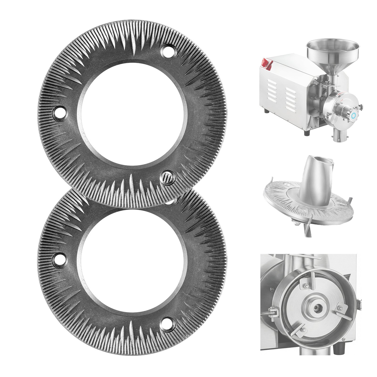 VEVOR Ersatz-Mahlscheiben 2er Set für VEVOR HN-2200 und HN-3000 Mais- und Gewürzmühlen, Mahlplatten für Trockenmahlung, Passend für Mais, Getreide & Gewürze, Trockenmahlscheiben aus Gusseisen