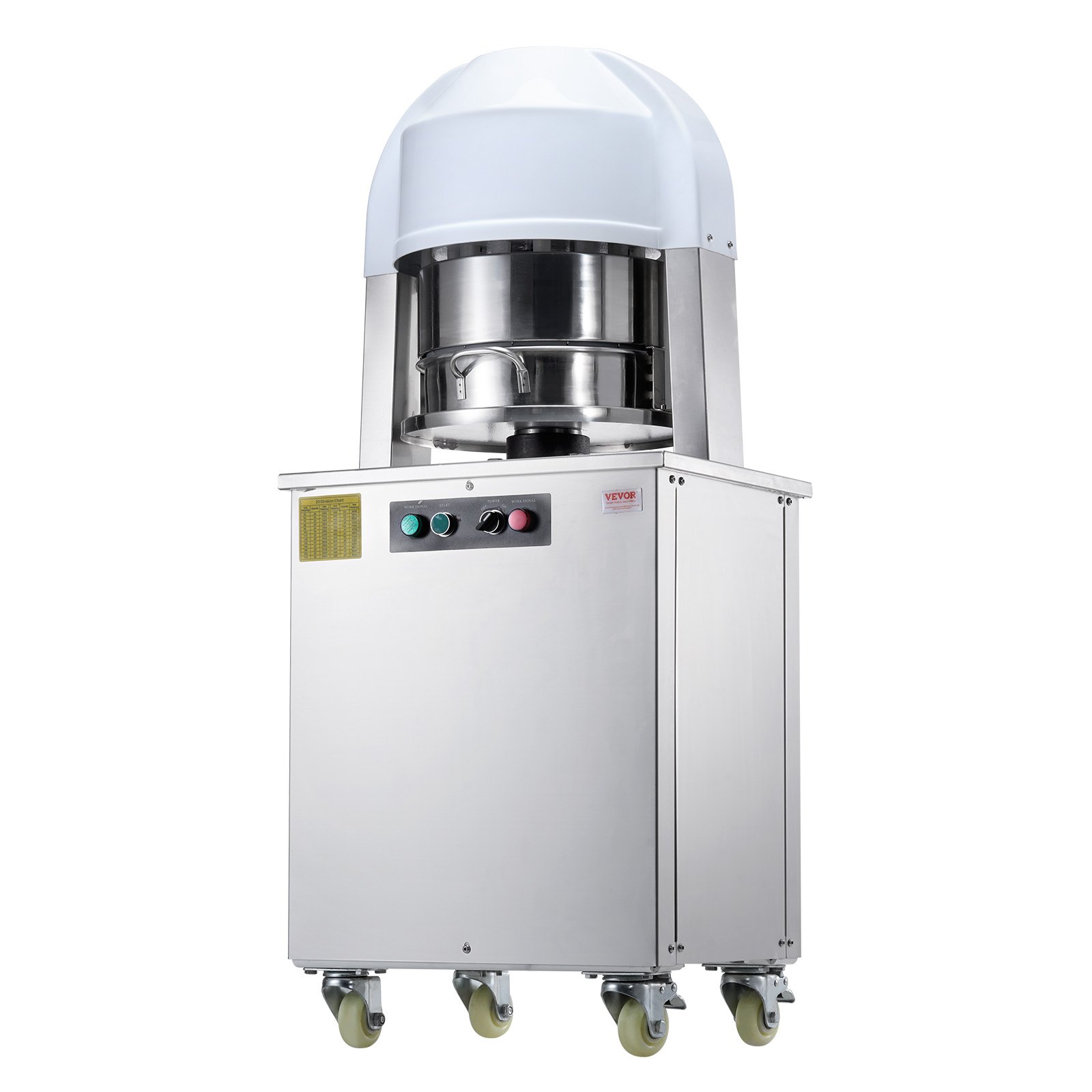 VEVOR Teigteiler 20-teilige elektrische Teigteilermaschine, 60-260 g freistehende Teigschneidmaschine mit Tablett aus 304er-Edelstahl, 750 W Brotbackautomat für Bäckerei, Restaurant, Café Silber