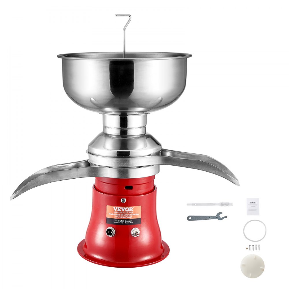 VEVOR Elektrischer Milchabscheider Zentrifugalabscheider 30 W, Milchzentrifuge Separator 100 L/Std. Milchcremetrenner, 10500 U/min Multifunktionale Milchzentrifuge Milchseparator Rot Edelstahl