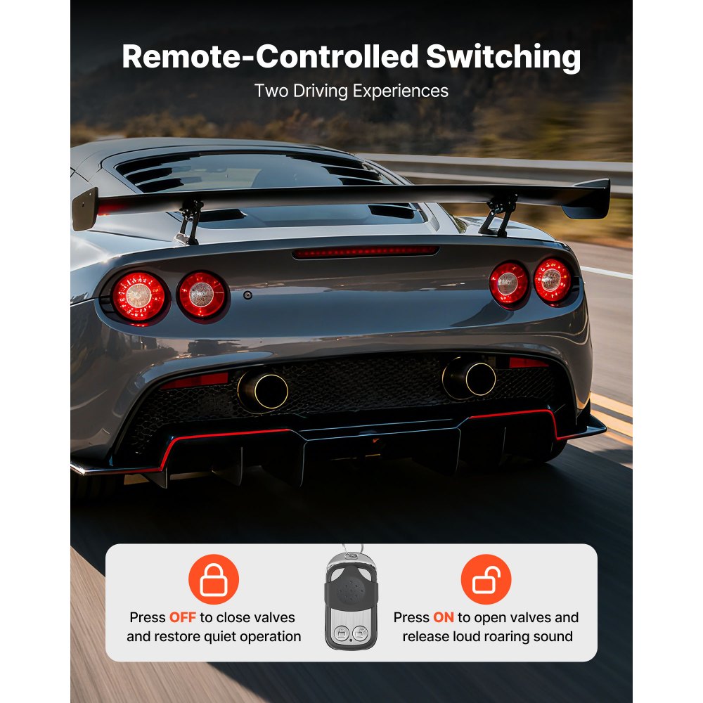 VEVOR elektrische Auspuffklappe, 2,5 Zoll 2-teiliges universelles Edelstahl-Auspuffklappen-Set mit einer Fernbedienung, passend für Lkws Limousinen Sportwagen