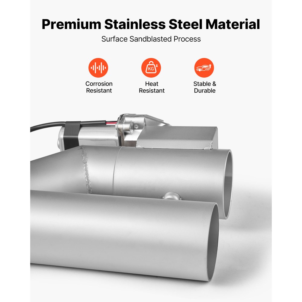 VEVOR elektrische Auspuffklappe, 2,5 Zoll 2-teiliges universelles Edelstahl-Auspuffklappen-Set mit einer Fernbedienung, passend für Lkws Limousinen Sportwagen