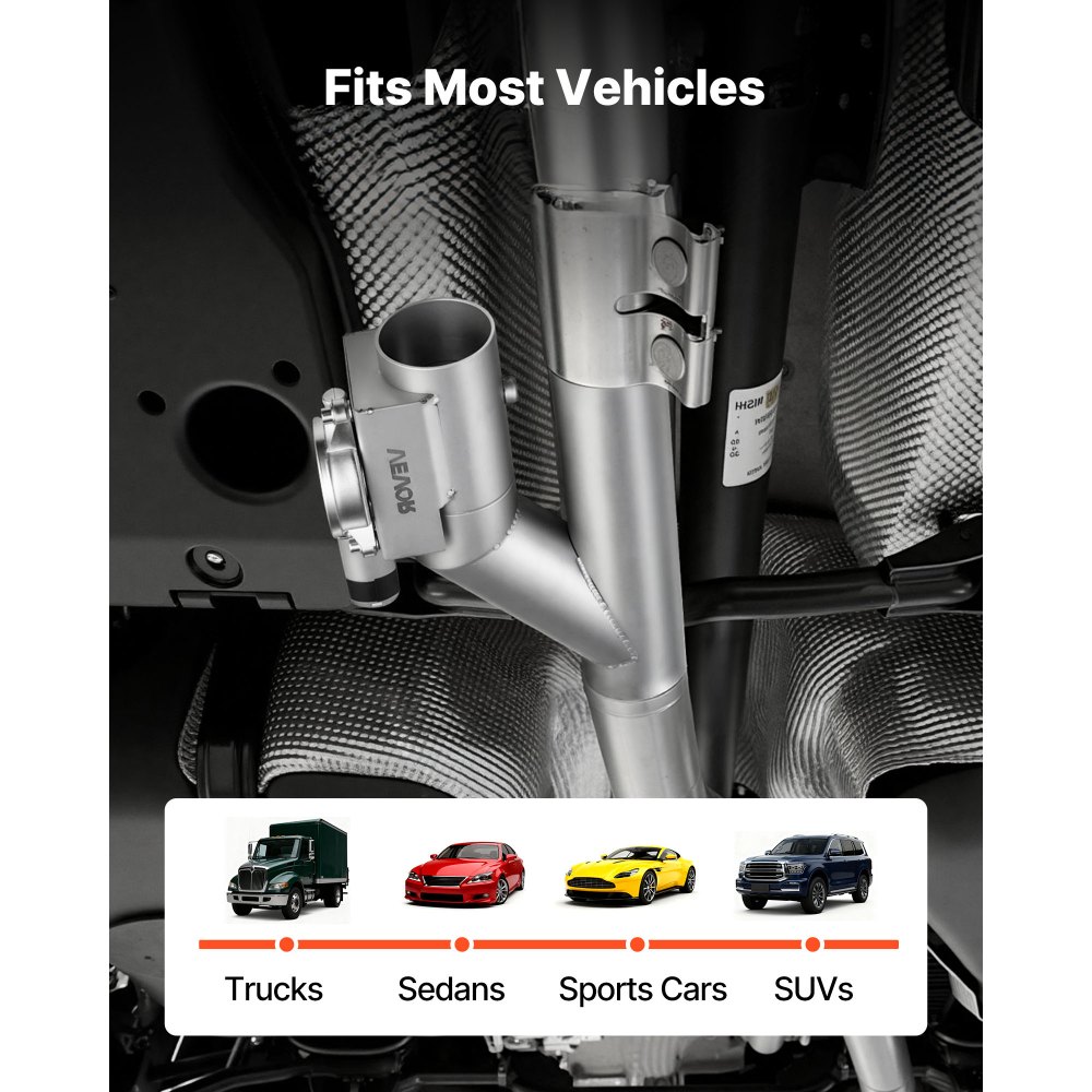 VEVOR elektrische Auspuffklappe, 2,5 Zoll 2-teiliges universelles Edelstahl-Auspuffklappen-Set mit einer Fernbedienung, passend für Lkws Limousinen Sportwagen