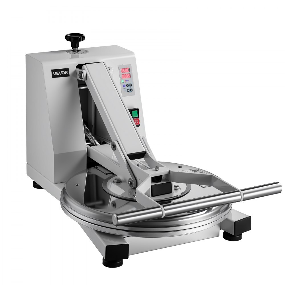 VEVOR Pizzateigpresse 18 Zoll 1200 W Elektrische Teigpresse für Pizzaböden für Pizzerien und Tortilla-Restaurants, 0-240 °C, Einstellbare Teigdicke 0-11 mm, mit Edelstahlgriff, Aluminium-Pressplatte