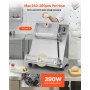 VEVOR elektrische Pizzateigpresse 355,6 mm Gebäck-Pressplatte, Brotpresse 390 W aus Edelstahl, kommerzieller Chapati Presse, Formmaschine mit einstellbarer Dicke & Teigpressdeckel, 260 Stk./h