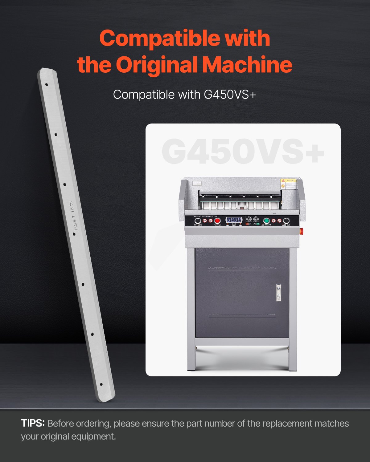 VEVOR Papierschneiderklinge Hochleistungsstahlklinge Ersatz passend für professionellen Cutter G450VS+, Ersatzklinge für Papierschneidemaschine (503 x 43 x 6 mm)