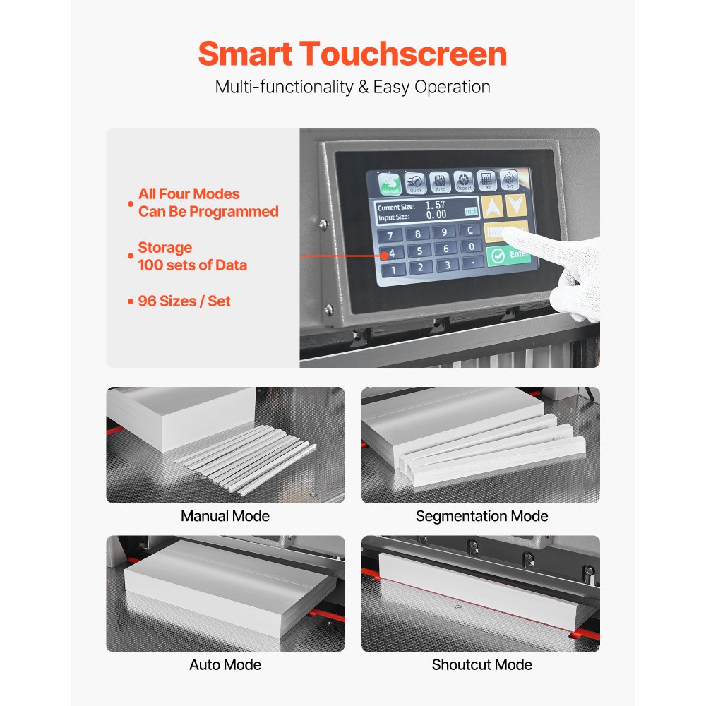 VEVOR elektrische Papierschneidemaschine Hochleistungs-Papierschneider, 457 mm Schnittbreite, 58 mm Schnittstärke, große elektrische Guillotine mit Infrarotfunktion & Ersatzklinge 1000 W