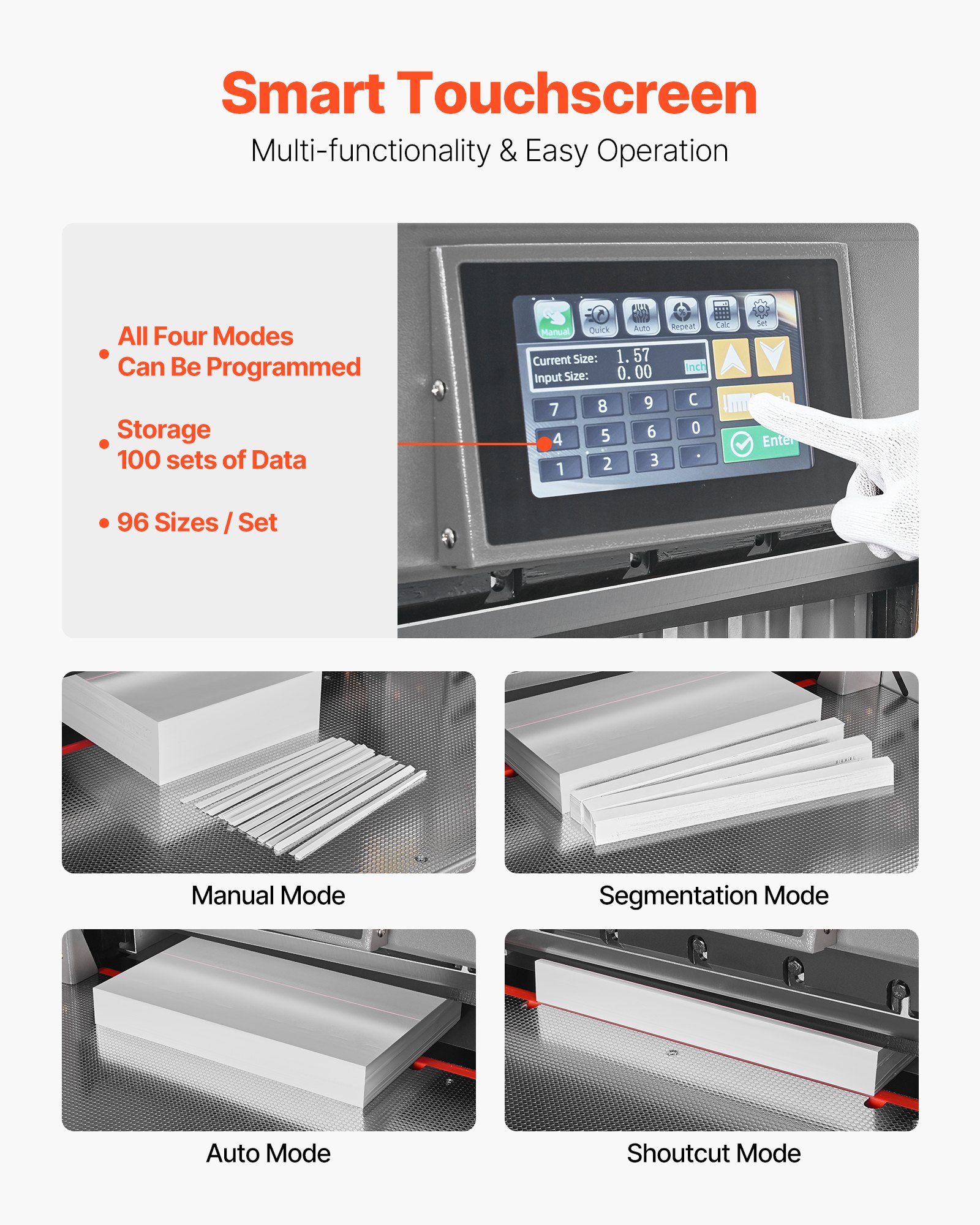 VEVOR elektrische Papierschneidemaschine Hochleistungs-Papierschneider, 457 mm Schnittbreite, 58 mm Schnittstärke, große elektrische Guillotine mit Infrarotfunktion & Ersatzklinge 1000 W