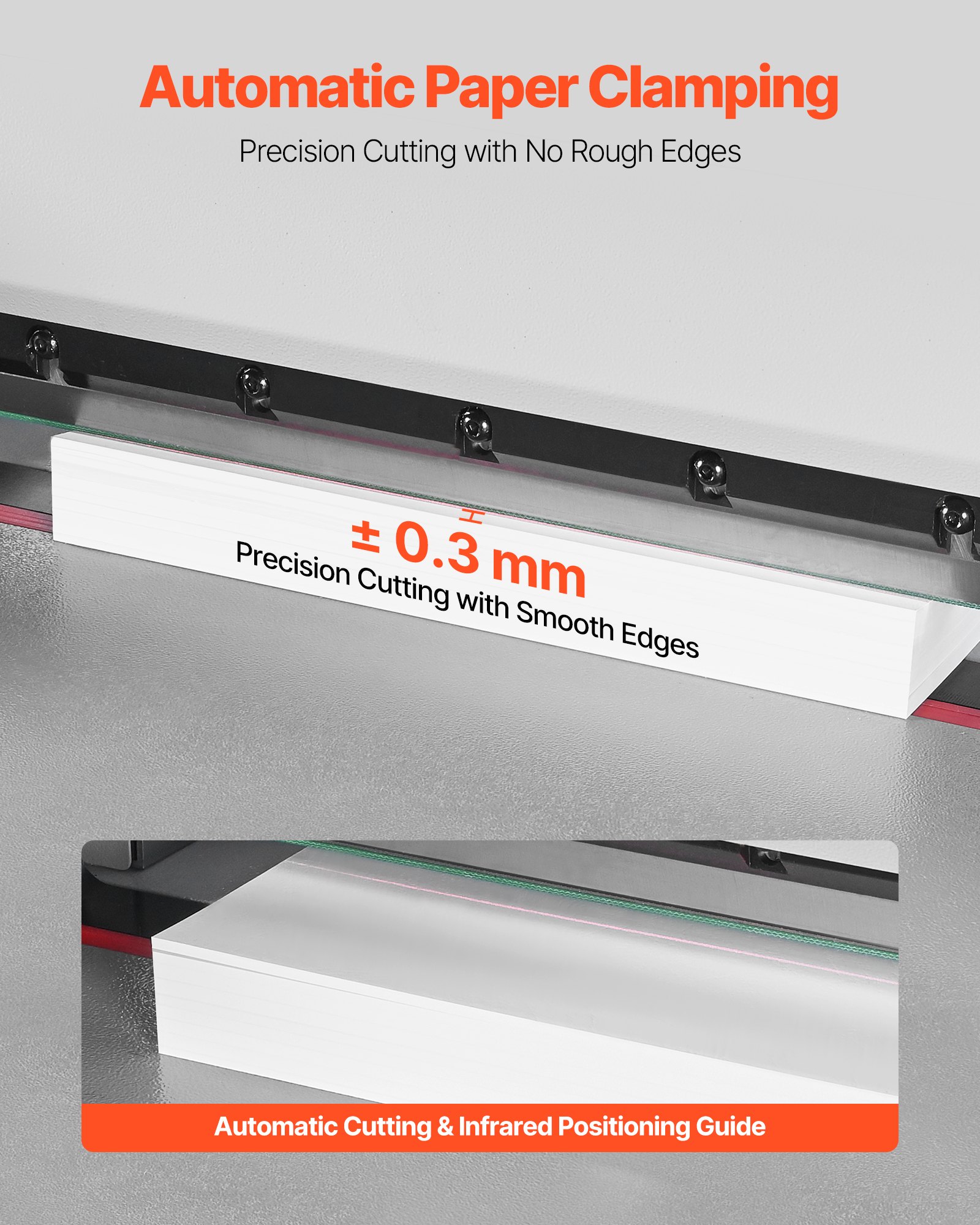 VEVOR elektrische Papierschneidemaschine Hochleistungs-Papierschneider, 45 cm Schnittbreite, 4 cm Schnittstärke, große elektrische Guillotine mit Infrarotfunktion & Ersatzklinge 500 W