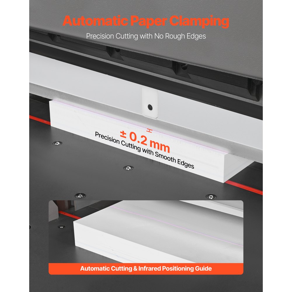 VEVOR elektrische Papierschneidemaschine, hydraulischer Hochleistungs-Papierschneider, 66 cm Schnittbreite, 10 cm Schnittstärke, große elektrische Guillotine mit Infrarotfunktion & Ersatzklinge