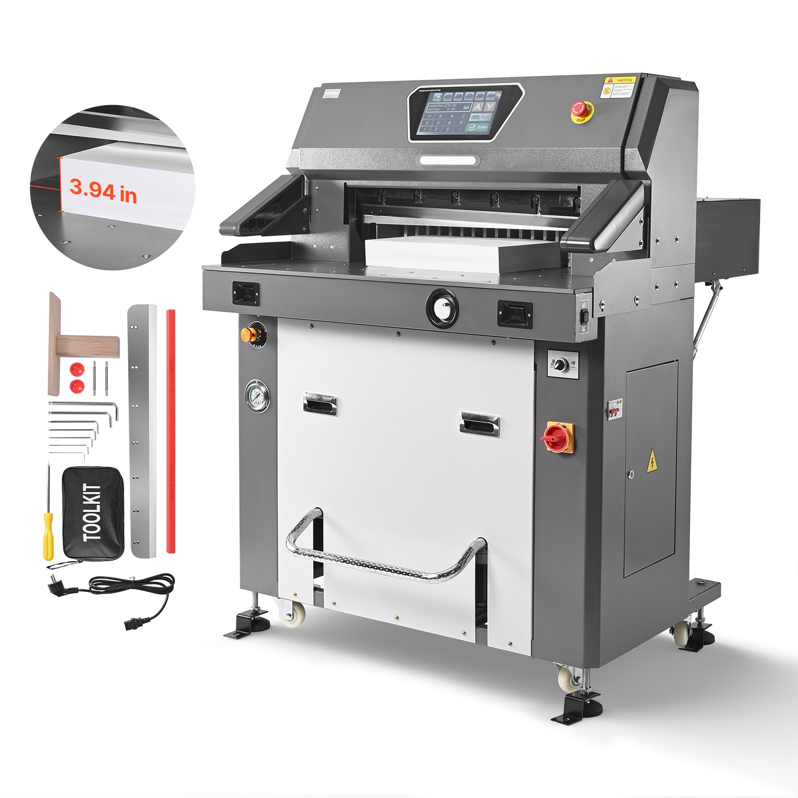 VEVOR elektrische Papierschneidemaschine, hydraulischer Hochleistungs-Papierschneider, 66 cm Schnittbreite, 10 cm Schnittstärke, große elektrische Guillotine mit Infrarotfunktion & Ersatzklinge