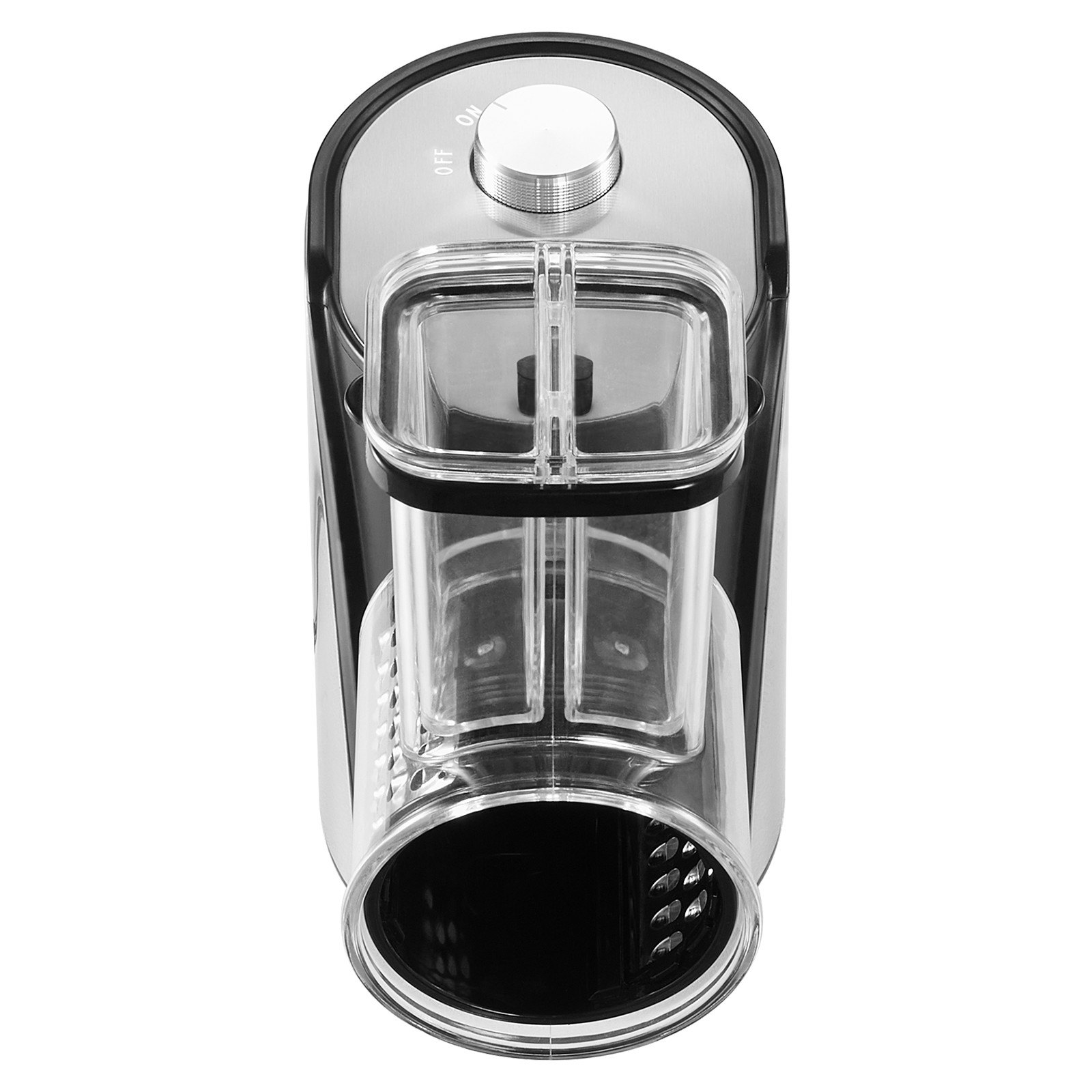 VEVOR Elektrische Käsereibe / Salatzubereiter, 250 W Salatschleuder, Elektrischer Gemüseschneider Gemüsehobel, Zerkleinerer für Obst mit 5 Aufsätzen, Lebensmittelschneider aus Edelstahl & ABS