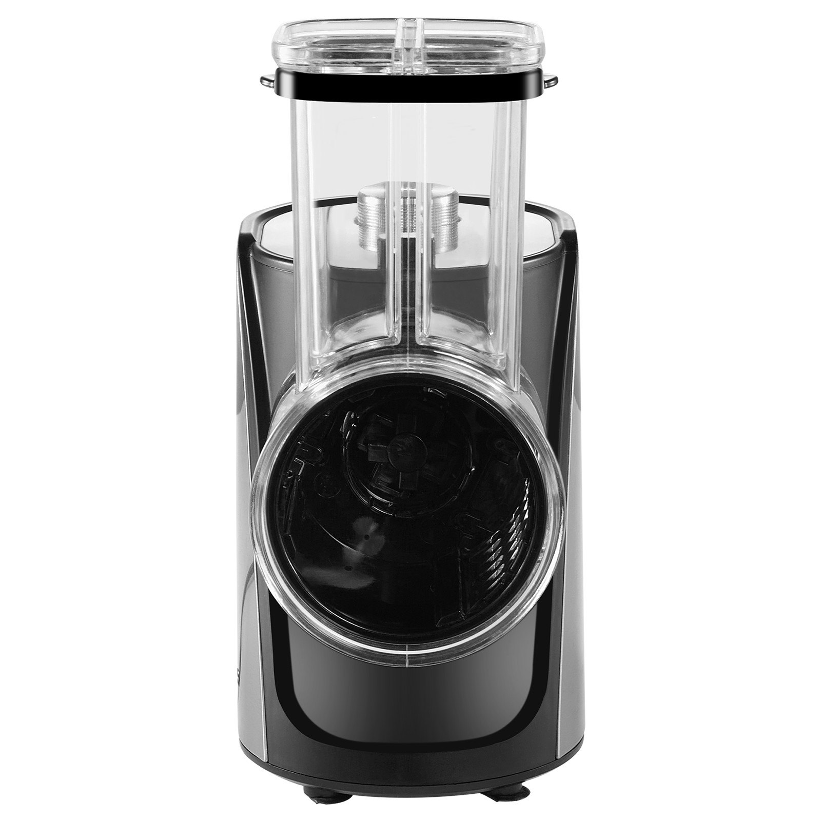 VEVOR Elektrische Käsereibe / Salatzubereiter, 250 W Salatschleuder, Elektrischer Gemüseschneider Gemüsehobel, Zerkleinerer für Obst mit 5 Aufsätzen, Lebensmittelschneider aus Edelstahl & ABS