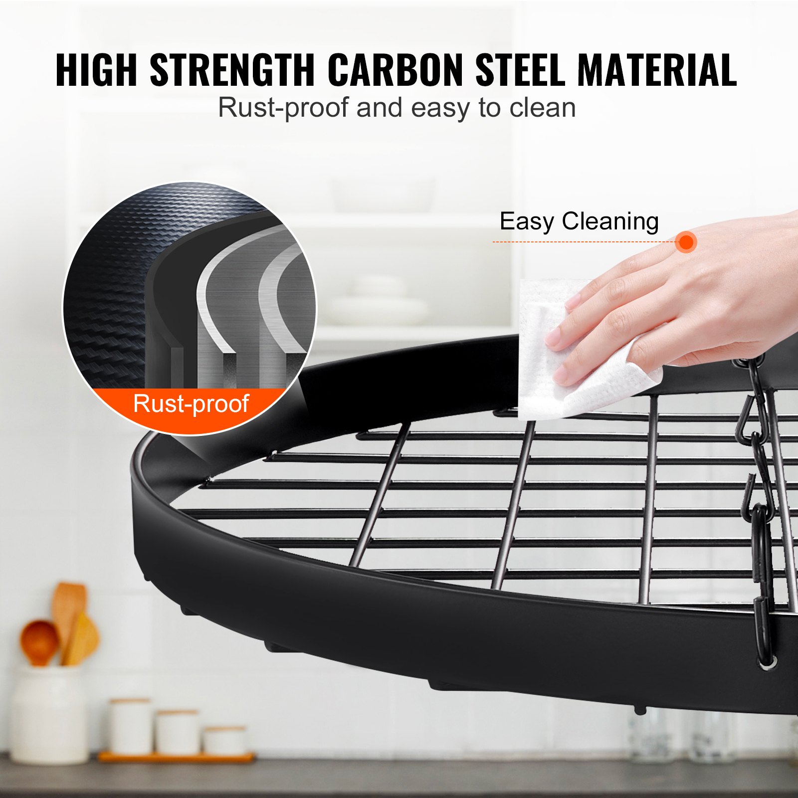 VEVOR Topfregal zum Aufhängen an der Decke, 91,4 cm (36 Zoll) Topfregal mit 20 S-Haken