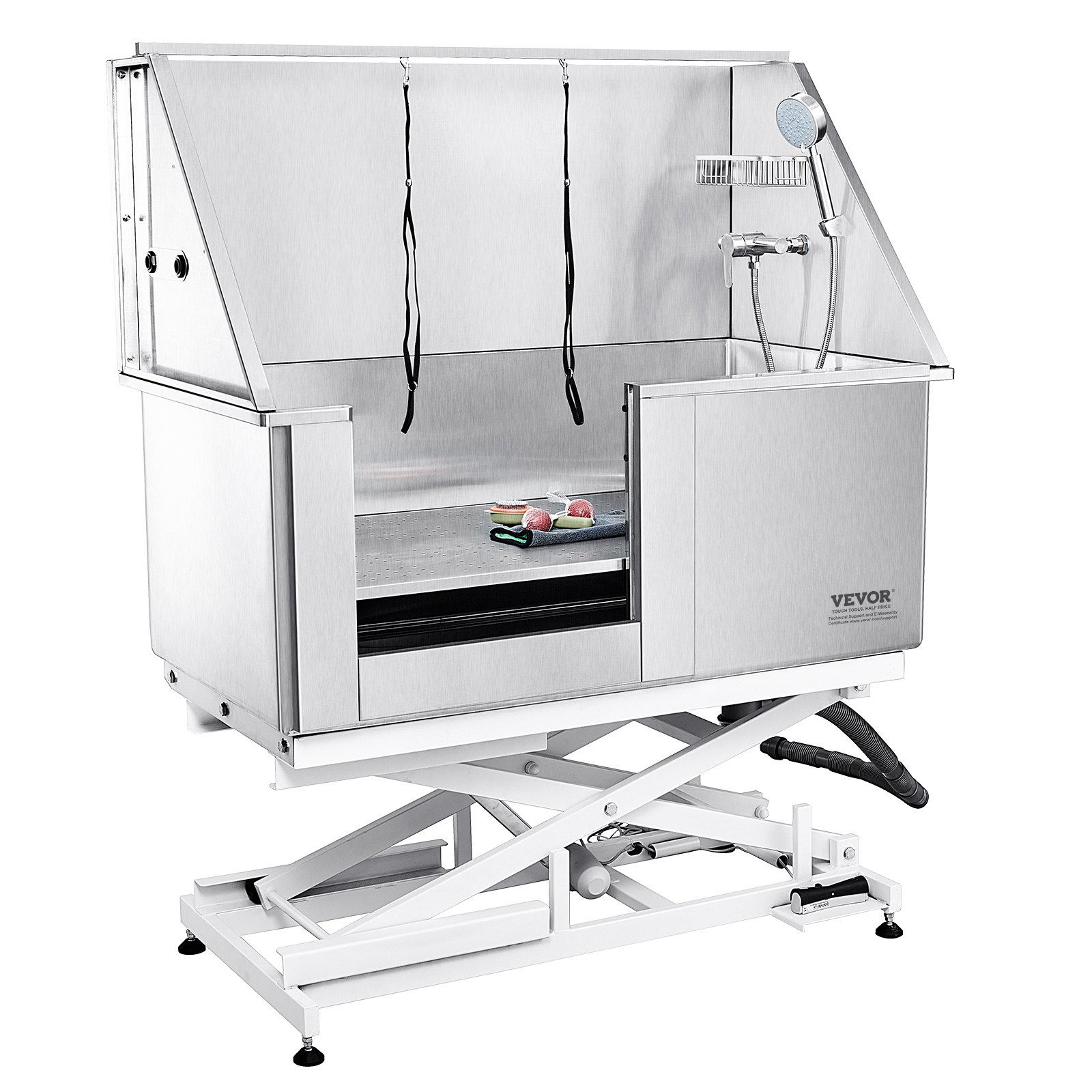 VEVOR Professionelle Hundepflegewanne 127cm Edelstahl Tierbadewanne Hundewaschstation max.150kg Hunden Pflege Dusche Hundewaschanlage Haustierpflegewanne mit linker Tür Hundedusche Waschwanne