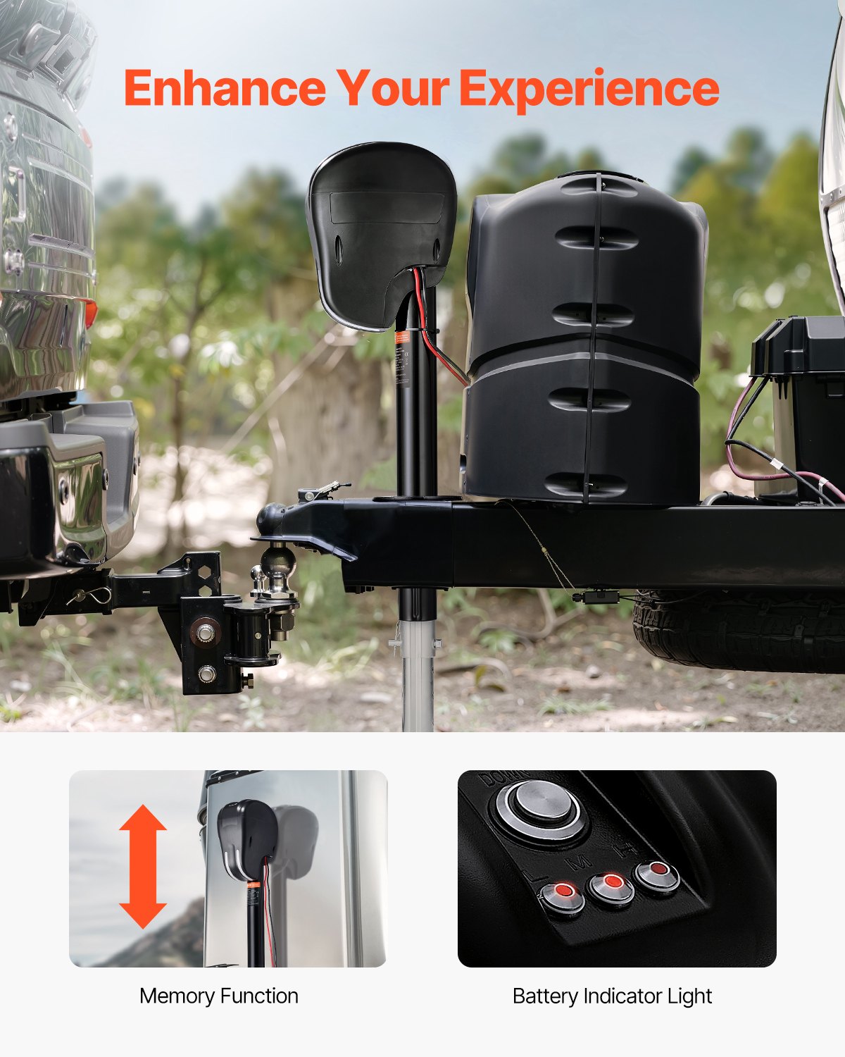 VEVOR Electric Trailer Jack, 1588 kg, Heavy-Duty Motorhome Trailer Support with 2-Way Connection, Memory Function, Crank Handle & Jack Cover, 240-760 mm Lift, for Trailers and Motorhomes