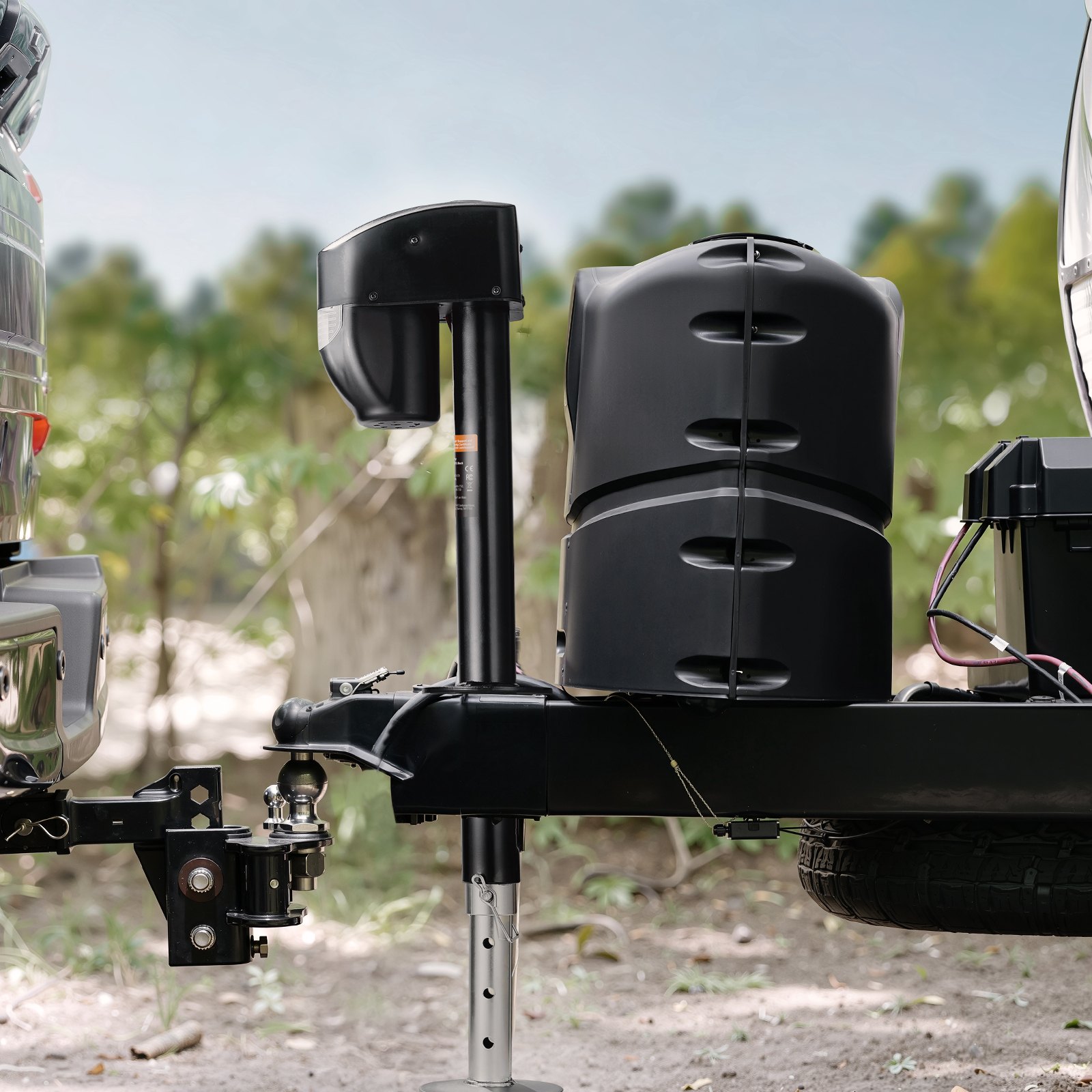 VEVOR Elektrischer Anhängerheber, 2267 kg, Wohnmobil-Elektro-Anhängerstütze mit 2-Wege-Anschluss, Fernbedienung, Kurbelgriff & Wagenheber-Abdeckung, 255-860 mm Hub, für Anhänger und Wohnmobile