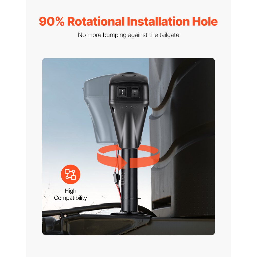 VEVOR Elektrischer Anhängerheber, 2267 kg, Wohnmobil-Anhängerstütze mit 2-Wege-Anschluss, manueller Kurbel & Wagenheberabdeckung, 255-860 mm Hub, für Wohnmobile, Anhänger & Camper, schwarz