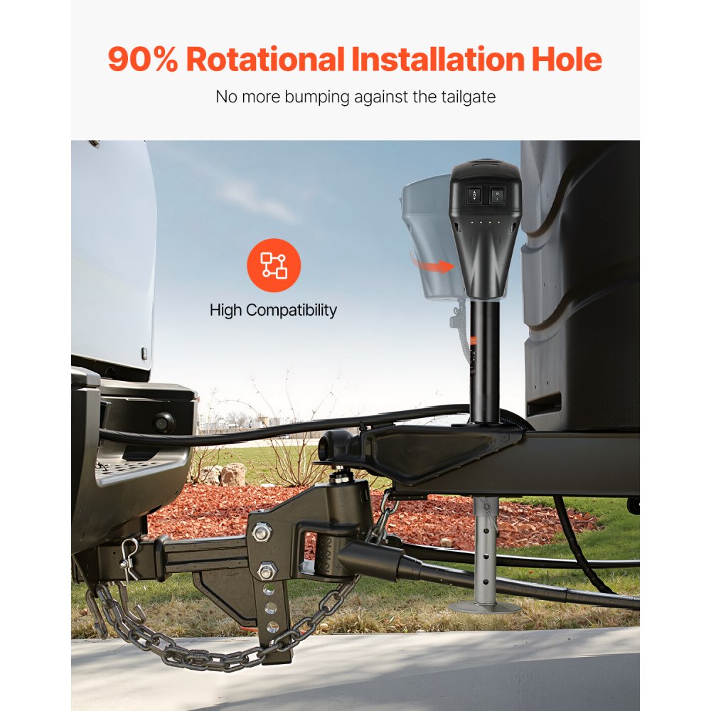 VEVOR Elektrischer Anhängerheber, 2267 kg, Wohnmobil-Anhängerstütze mit 7-poligem Stecker, manueller Kurbel & Wagenheberabdeckung, 255-860 mm Hub, für Anhänger, Wohnmobile & Wohnwagen, schwarz