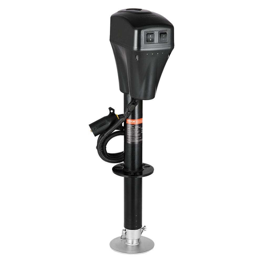 VEVOR Elektrischer Anhängerheber, 2267 kg, Wohnmobil-Anhängerstütze mit 7-poligem Stecker, manueller Kurbel & Wagenheberabdeckung, 255-860 mm Hub, für Anhänger, Wohnmobile & Wohnwagen, schwarz