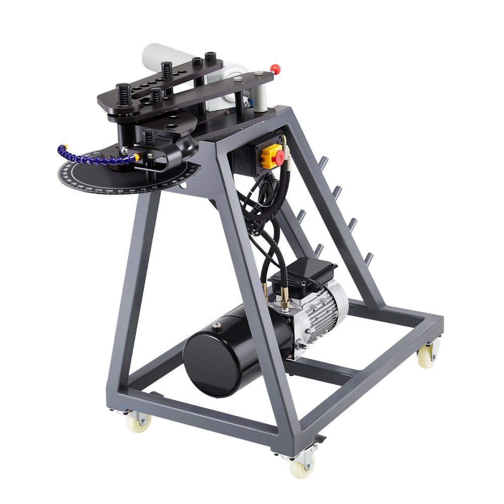 VEVOR Elektrische Rohrbiegemaschine, 750 W Rohrbieger mit 6 L Hydraulikzylinder, Rohrbiegegerät mit Rollen, 3 Matrizen & 180° max. Biegewinkel, geeignet für Rohre von 3/4 bis 2 Zoll