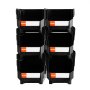 VEVOR Stapelboxen, 377 x 215 x 180 mm (6er-Pack), Lagerboxen, Sichtlagerboxen, Sichtlagerkasten zum Organisieren & Aufbewahren von Kleinteilen, Bürobedarf & anderem Zubehör, Schwarz