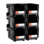 VEVOR Stapelboxen, 377 x 215 x 180 mm (6er-Pack), Lagerboxen, Sichtlagerboxen, Sichtlagerkasten zum Organisieren & Aufbewahren von Kleinteilen, Bürobedarf & anderem Zubehör, Schwarz