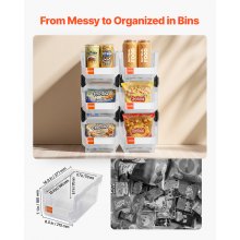 VEVOR Stapelboxen, 377 x 215 x 180 mm (6er-Pack), Sichtlagerboxen zum Organisieren & Aufbewahren, Sichtlagerkasten für Schränken, Garagen, Kleinteilen, Bürobedarf & anderem Zubehör, transparent