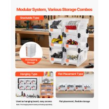 VEVOR Stapelboxen, 377 x 215 x 180 mm (6er-Pack), Sichtlagerboxen zum Organisieren & Aufbewahren, Sichtlagerkasten für Schränken, Garagen, Kleinteilen, Bürobedarf & anderem Zubehör, transparent