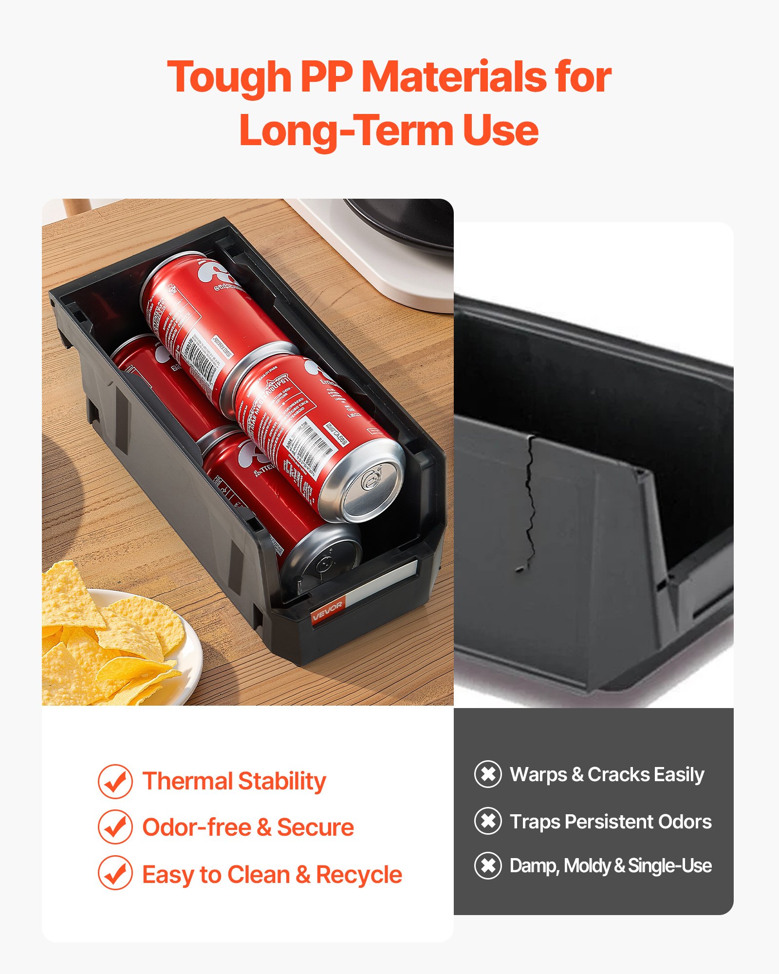 VEVOR Stapelboxen, 276x140x130 mm (8er-Pack), Sichtlagerboxen, Lagerboxen, Sichtlagerkasten zum Organisieren & Aufbewahren von Kleinteilen, Bürobedarf & anderem Zubehör, Schwarz