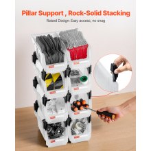 VEVOR Stapelboxen, 276x140x130 mm (8er-Pack), Lagerboxen zum Organisieren & Aufbewahren, Sichtlagerboxen, Sichtlagerkasten, für Schrank, Garage, Kleinteile, Bürobedarf, anderes Zubehör, transparent