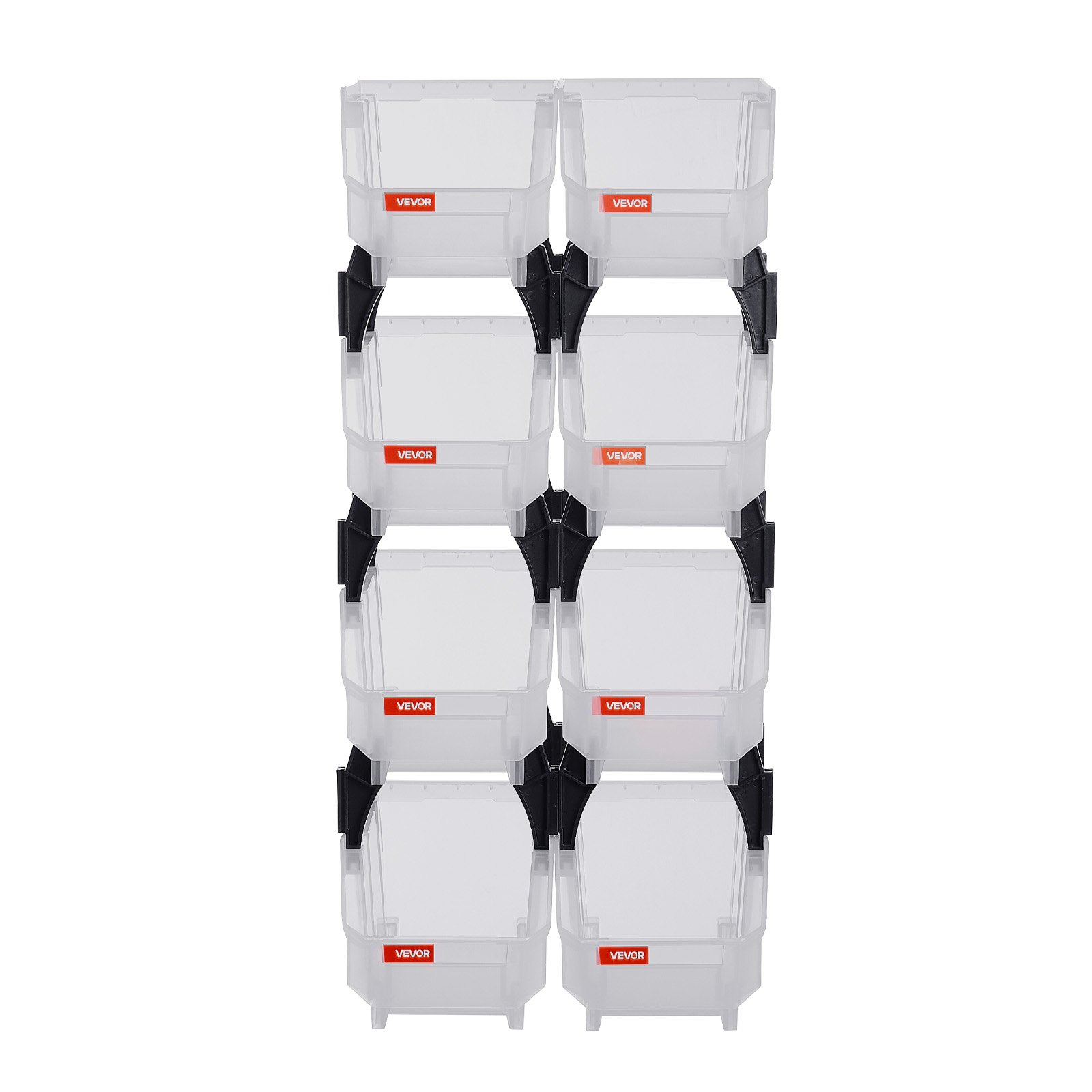 VEVOR Stapelboxen, 276x140x130 mm (8er-Pack), Lagerboxen zum Organisieren & Aufbewahren, Sichtlagerboxen, Sichtlagerkasten, für Schrank, Garage, Kleinteile, Bürobedarf, anderes Zubehör, transparent